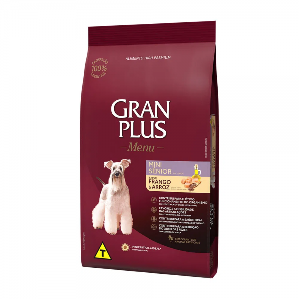 Ração GranPlus Menu Cães Mini Sênior Frango e Arroz 3 kg