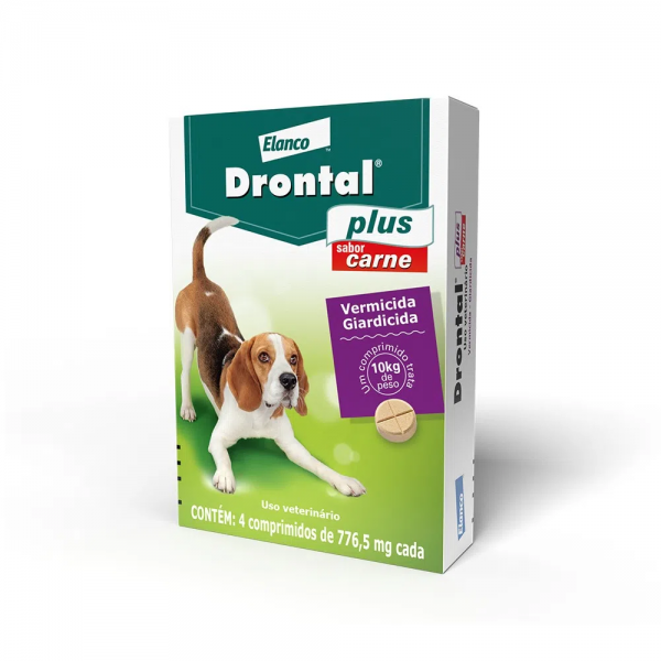 Vermífugo Drontal Plus Cães até 10kg Sabor Carne 4 Comprimidos