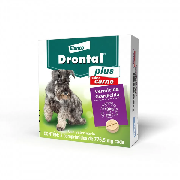 Vermífugo Drontal Plus Cães até 10kg Sabor Carne 2 Comprimidos