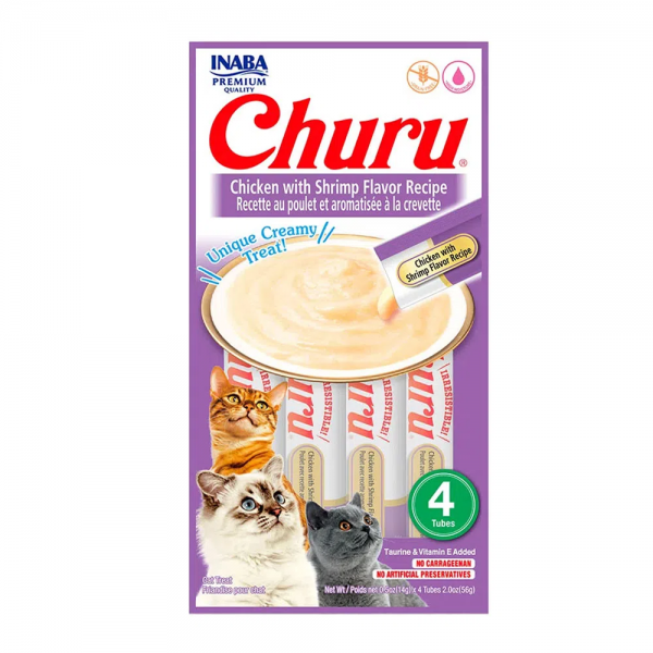 Petisco Churu Galinha e Camarão para Gatos 56 g