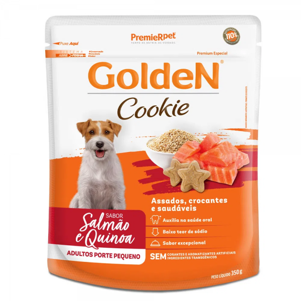 Cookie Golden Cães Adultos Porte Pequeno Salmão e Quinoa 350 g