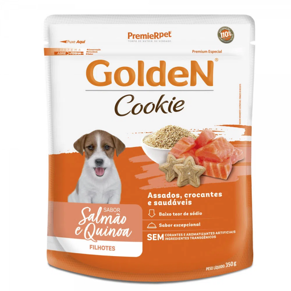 Cookie Golden Cães Filhotes Salmão e Quinoa 350 g