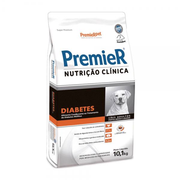 Ração Premier Cães Adultos Médio e Grande Porte Nutrição Clínica Diabetes 10,1 kg