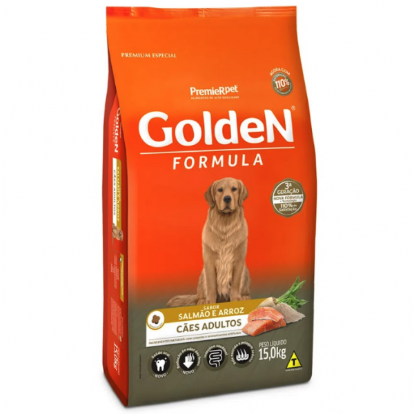 Ração Golden Fórmula Cães Adultos Salmão e Arroz 15 kg