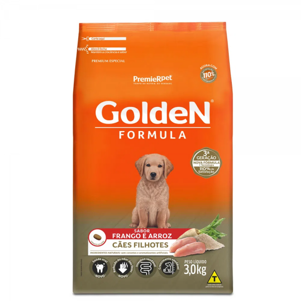 Ração Golden Fórmula Cães Filhotes Frango e Arroz 3 kg