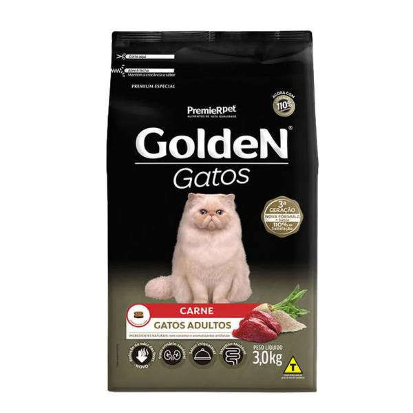 Ração Golden Gatos Adultos Carne 3kg