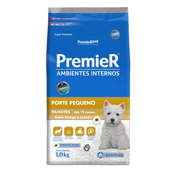 Ração Premier Ambientes Internos Cães Filhote Raças Pequenas 1 kg