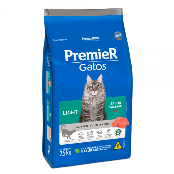 Ração Premier Gatos Adultos Light Ambientes Internos 7,5 kg