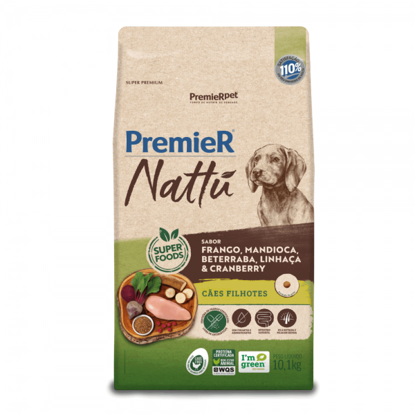 Ração Premier Nattu Cães Filhotes Mandioca 10,1 kg
