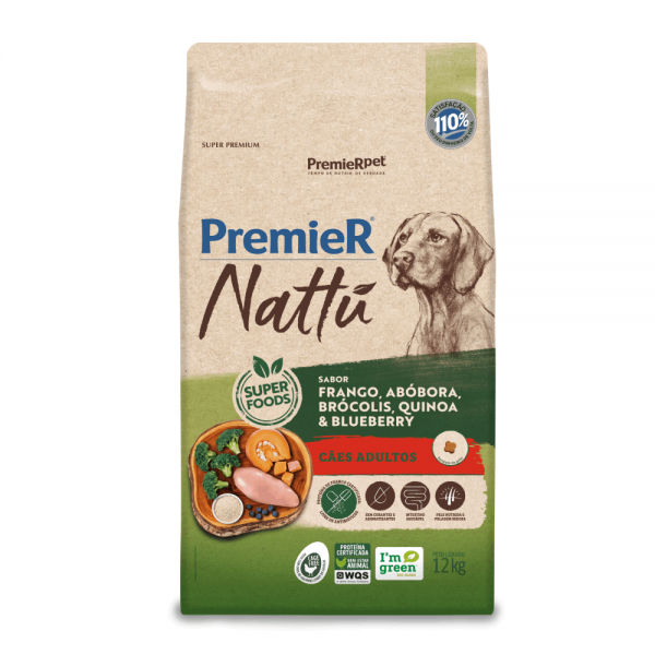 Ração Premier Nattu Cães Adultos Abóbora 12 kg