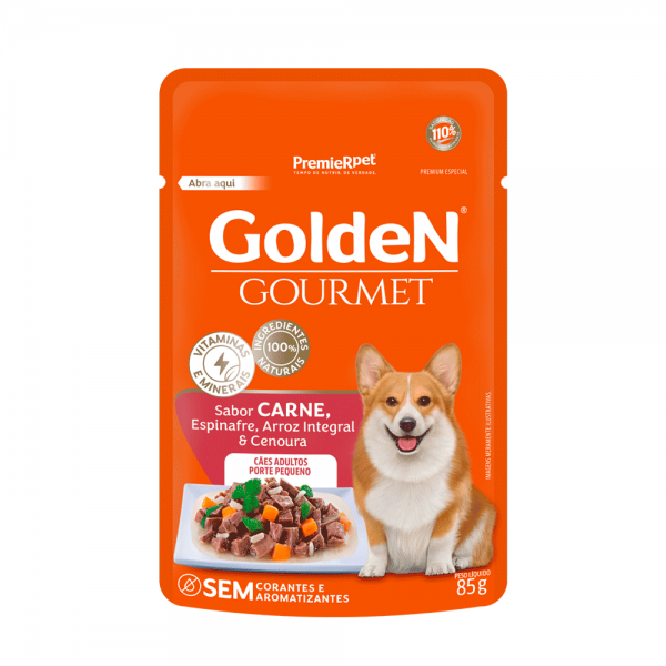 Ração Úmida Golden Gourmet Cães Adultos Porte Pequeno Carne 85 g