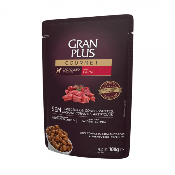 Ração Úmida GranPlus Gourmet Cães Adultos Carne 100 g