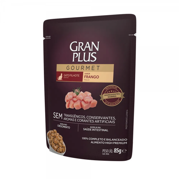 Ração Úmida GranPlus Gourmet Gatos Filhotes Frango 85 g