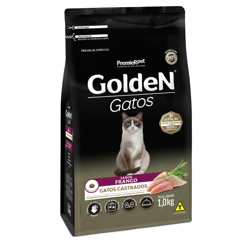 Ração Golden Gatos Castrados Frango 1kg