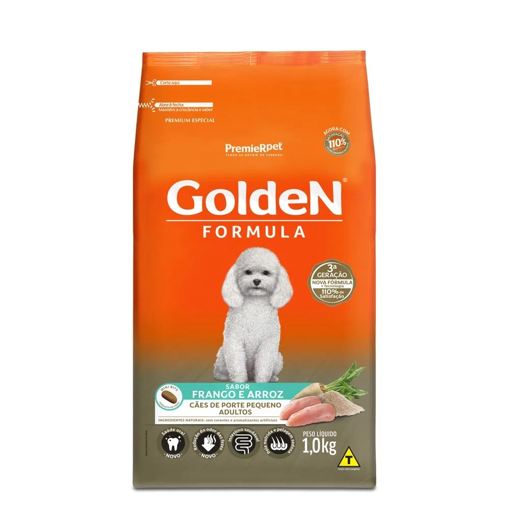 Ração Golden Fórmula Cães Adultos Raças Pequenas Frango e Arroz Mini Bits 1kg