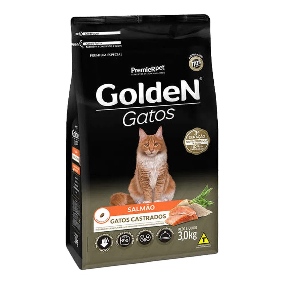 Ração Golden Gatos Castrados Salmão 3 kg