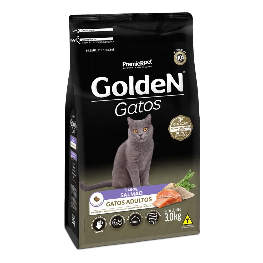 Ração Golden Gatos Adultos Salmão 3kg