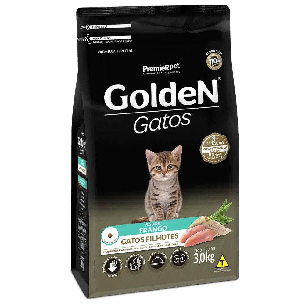 Ração Golden Gatos Filhotes Sabor Frango 3 kg