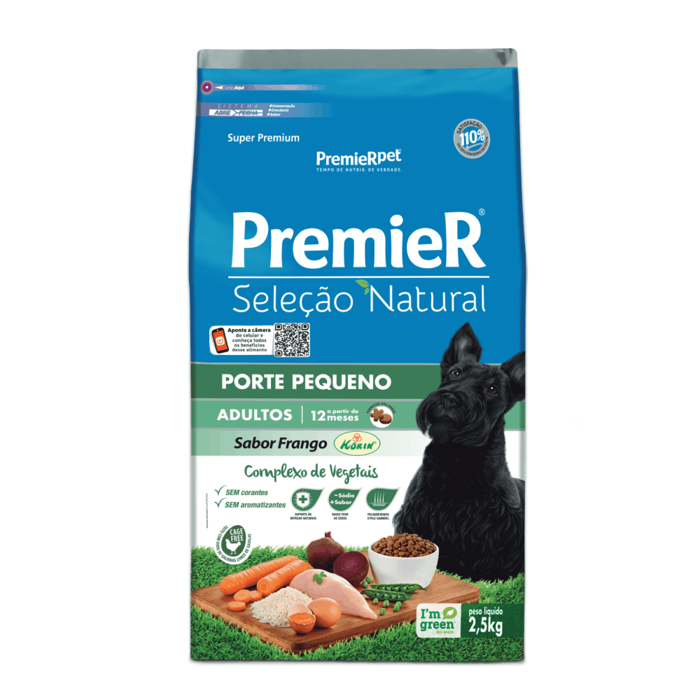 Ração Premier Cães Adultos Seleção Natural Raças Pequenas Frango 2,5 kg