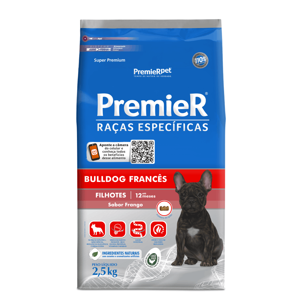 Ração Premier Bulldog Francês Filhotes Raças Específicas Frango 2,5 kg