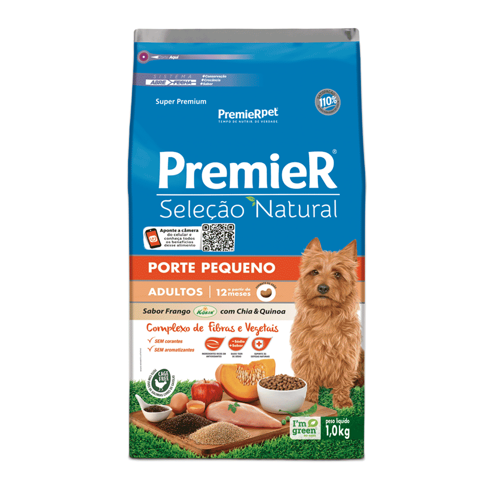 Ração Premier Seleção Natural Cães Adultos Pequeno Porte Frango com Chia e Quinoa 1 kg