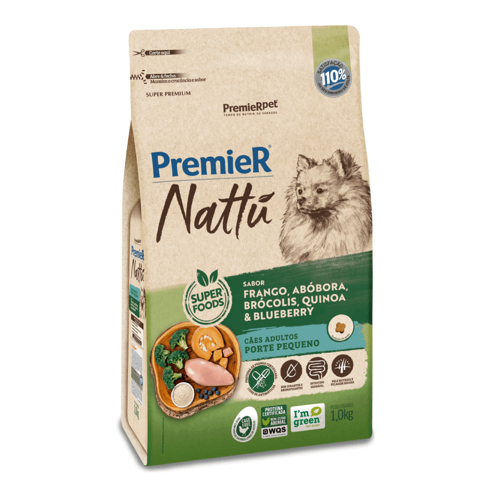 Ração Premier Nattu Cães Adultos Abóbora Pequeno Porte 1 kg