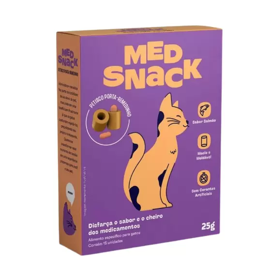 Petisco Moldável Porta Remédio Medsnack Sabor Salmão para Gatos 15un