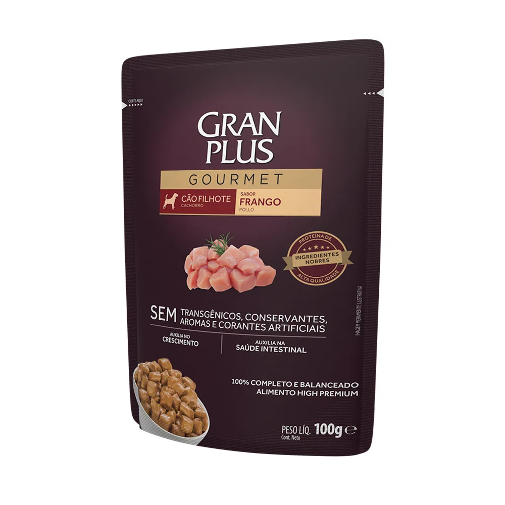 Ração Úmida GranPlus Gourmet Cães Filhotes Frango 100 g