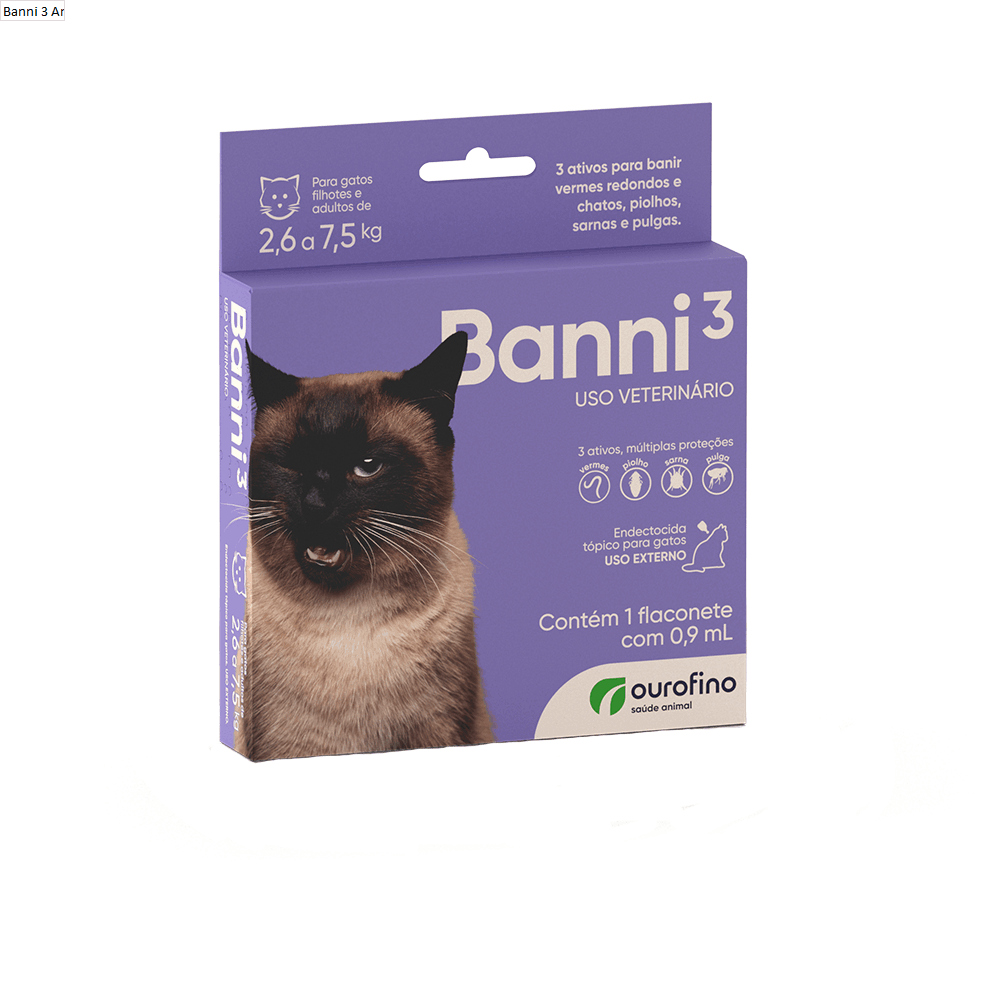 Banni 3 Antipulgas para Gatos de 2,6kg a 7,5kg 0,9 ml