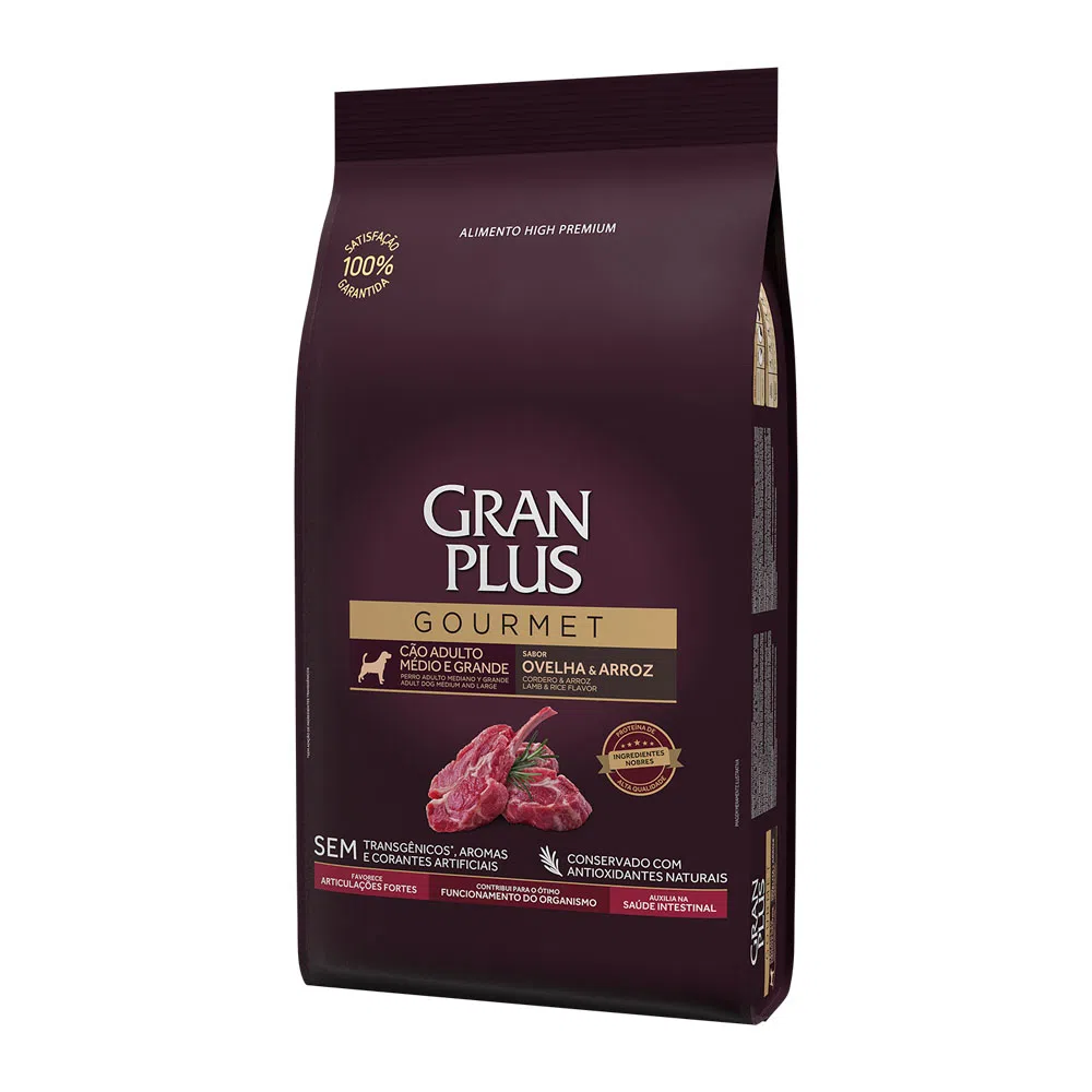 Ração GranPlus Gourmet Cães Adultos Médio e Grande Ovelha e Arroz 15kg
