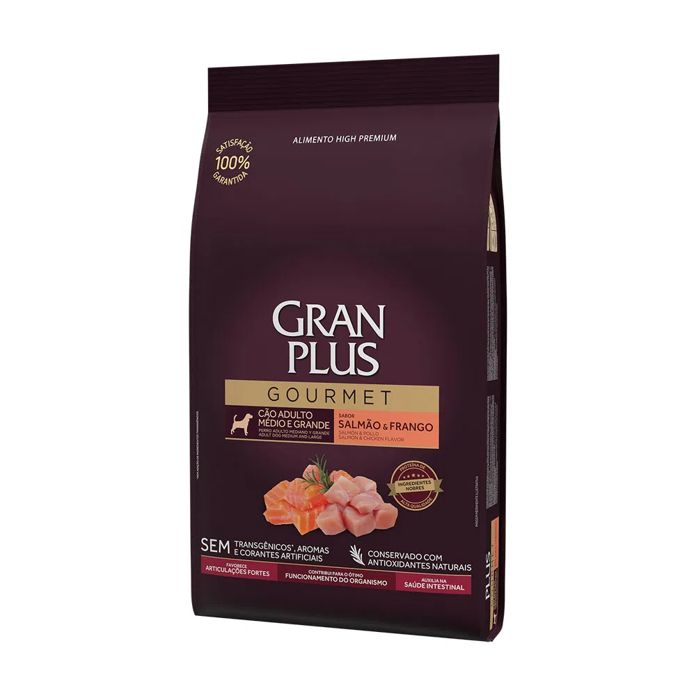 Ração GranPlus Gourmet Cães Adultos Médio e Grande Salmão e Frango 10,1 kg