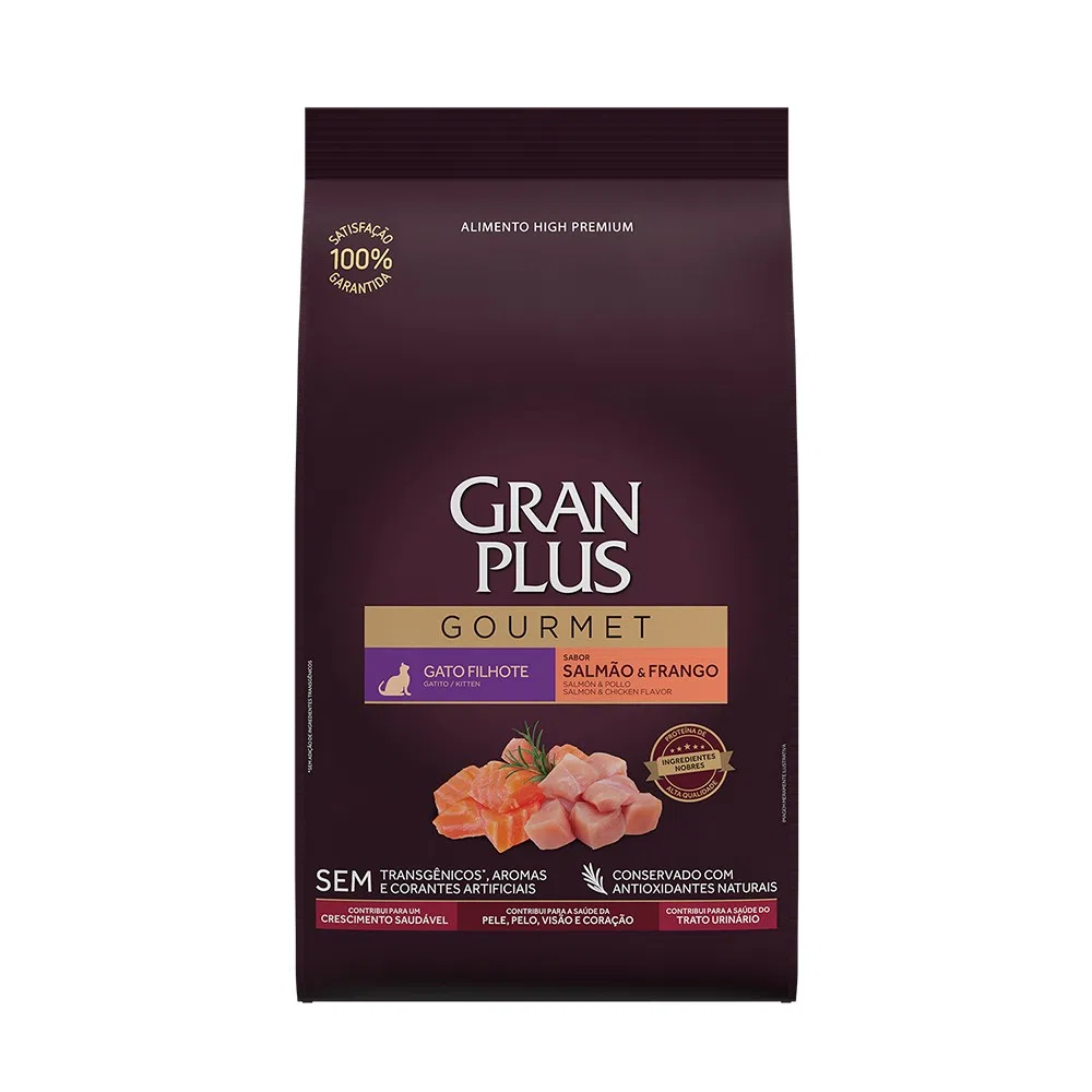 Ração GranPlus Gourmet Gatos Filhotes Salmão e Frango 10,1 kg