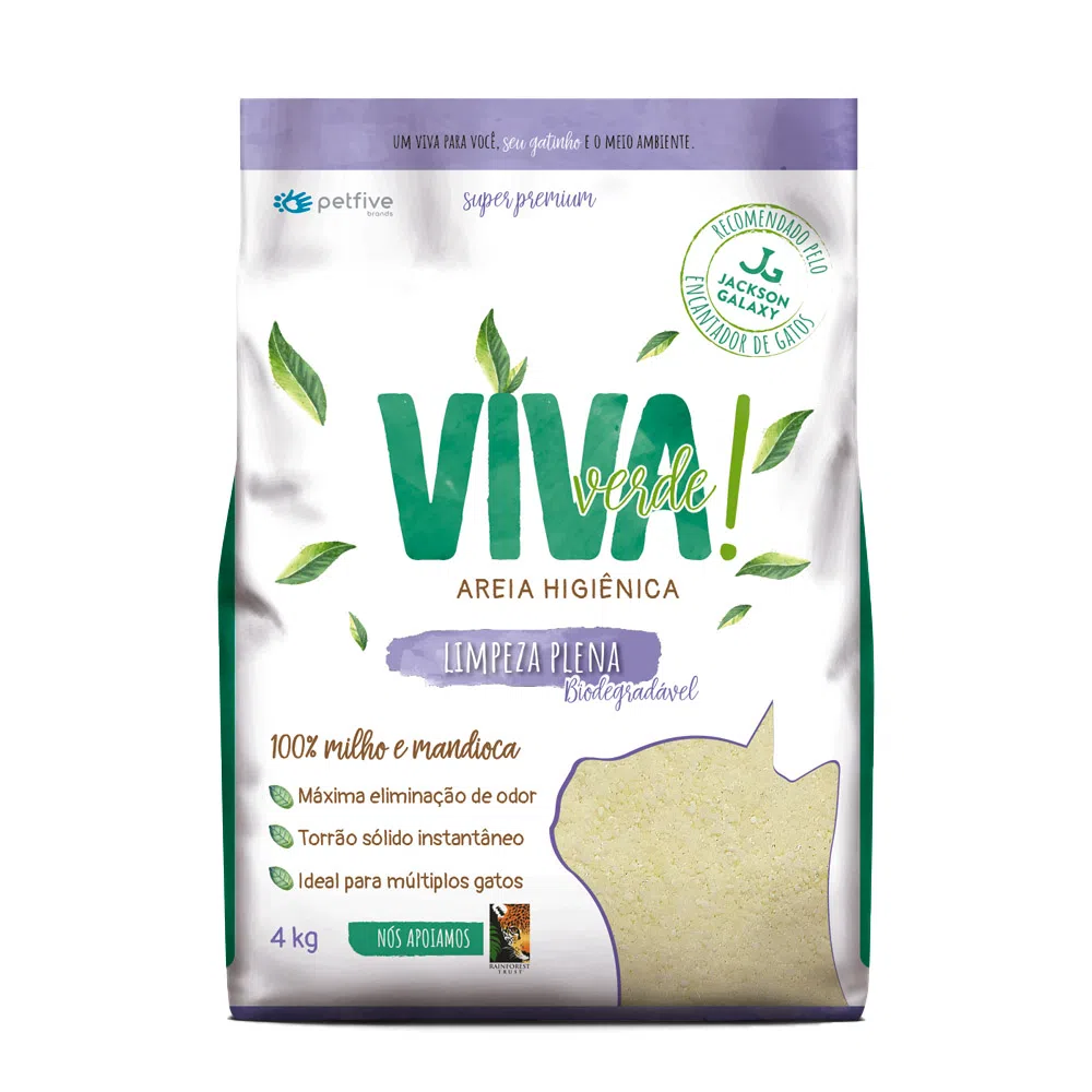 Areia Higiênica Biodegradável Limpeza Plena Viva Verde 4 kg