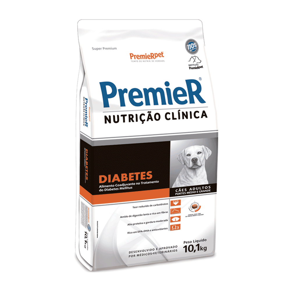 Ração Premier Cães Adultos Médio e Grande Porte Nutrição Clínica Diabetes 10,1 kg