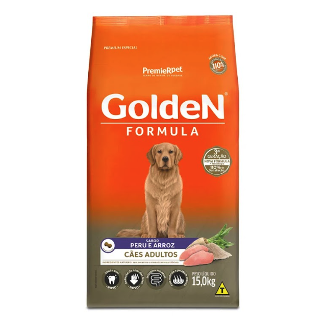 Ração Golden Fórmula Cães Adultos Peru e Arroz 15 kg