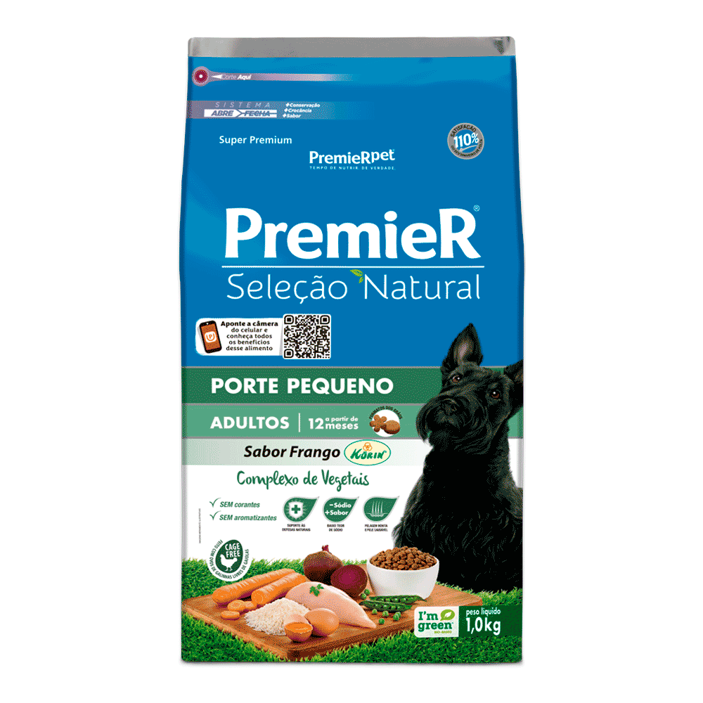 Ração Premier Cães Adultos Seleção Natural Raças Pequenas Frango 1 kg