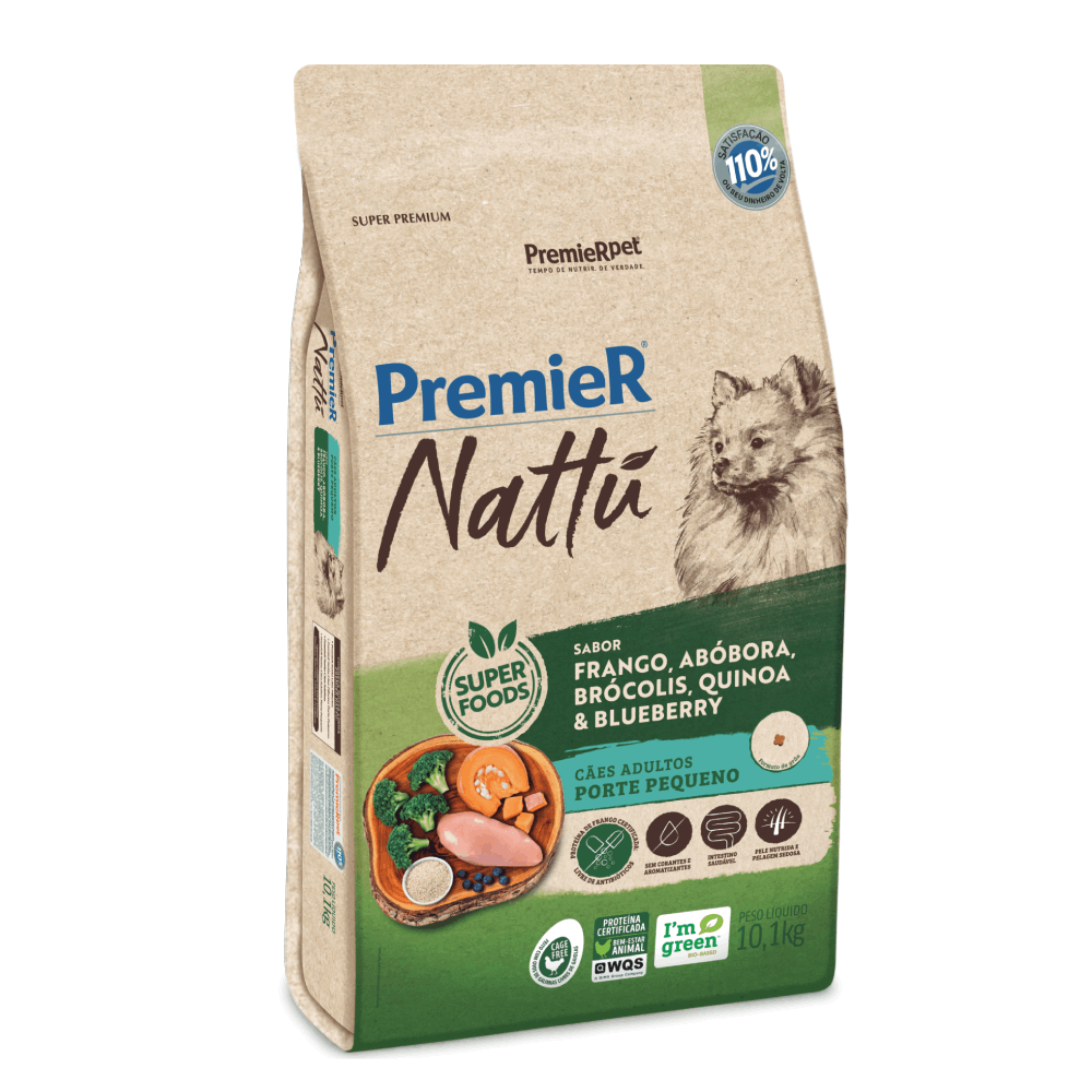 Ração Premier Nattu Cães Adultos Abóbora Pequeno Porte 10,1 kg