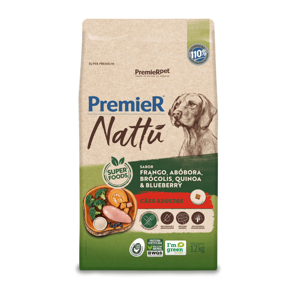 Ração Premier Nattu Cães Adultos Abóbora 12 kg