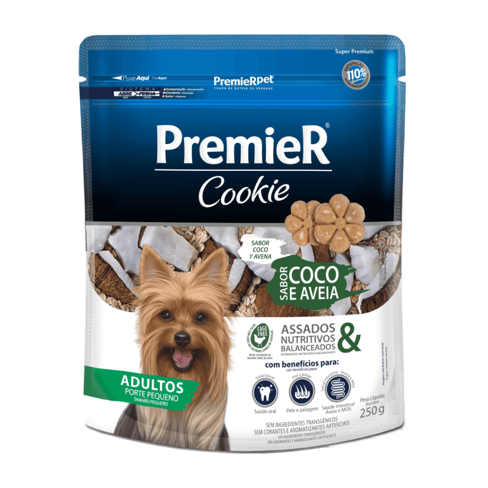 Cookie Premier Cães Adultos Porte Pequeno Coco e Aveia 250 g