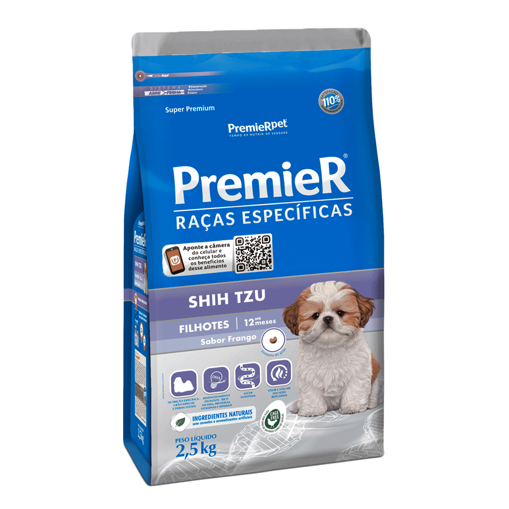 Ração Premier Shih Tzu Filhotes Frango Raças Específicas 2,5 kg